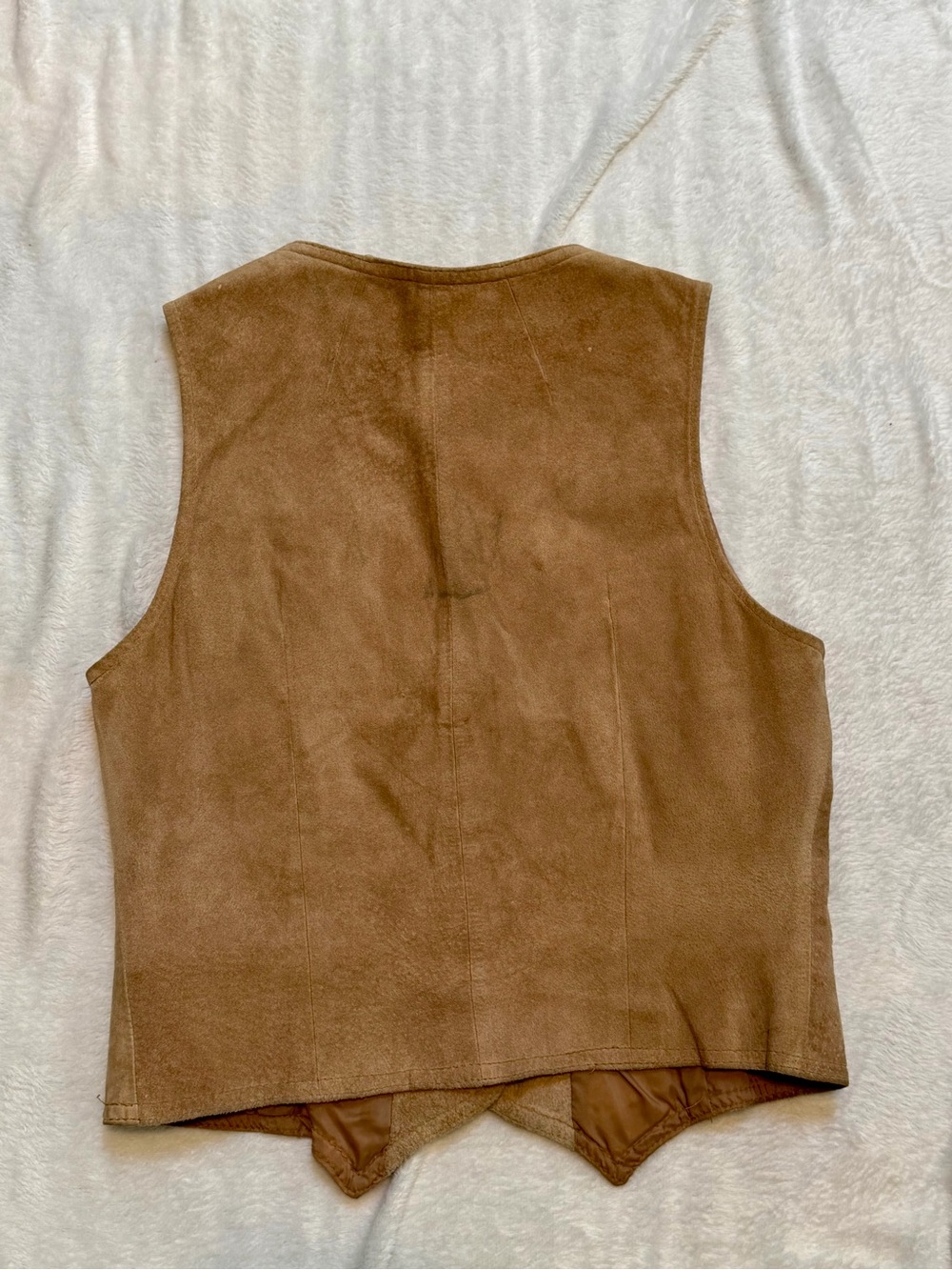 Vintage De Foxxy Genuine Suede Leather Vest Tan Western Boho Women’s 11/12 - Picture 3 of 9